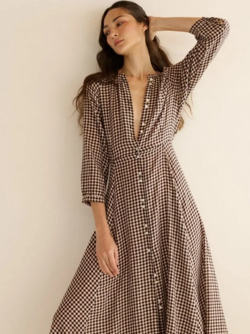 💕DÔEN💕 Madelaine Dress ~ Delphine Plaid Medium M NWT - Picture 4 of 16